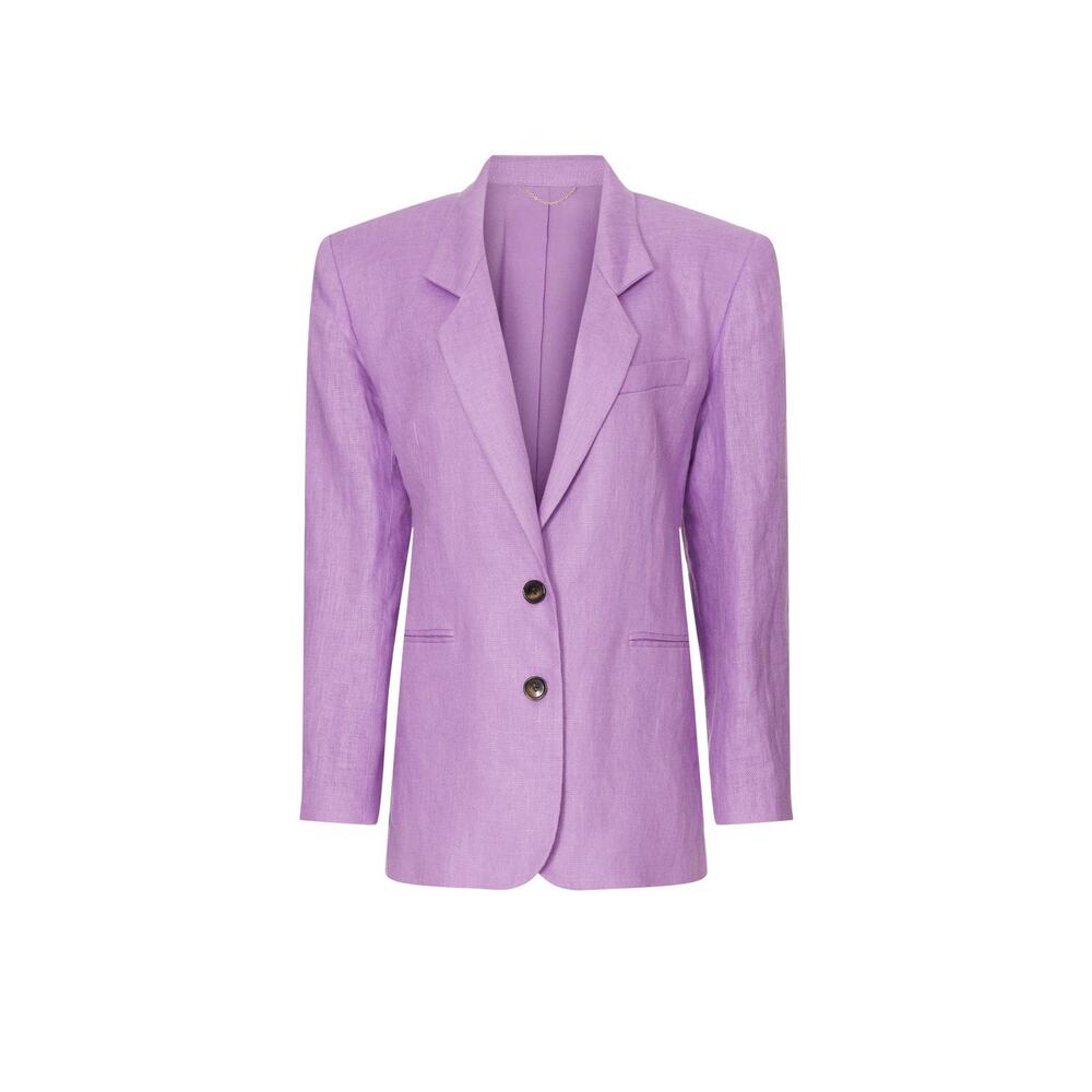 Ronny Kobo Klover Purple Linen Oversized Two Button Blazer Jacket Size Medium - Picture 3 of 13